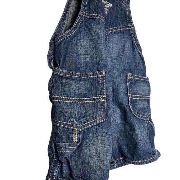 Oshkosh Blue Denim 100% Cotton Baby Short Overalls Size 18 Months - Picture 3 of 6